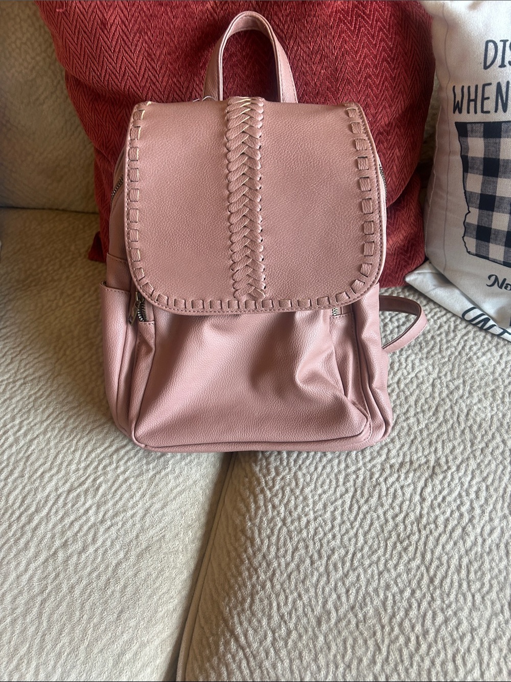 Stylish Pink Women's Faux Leather Backpack